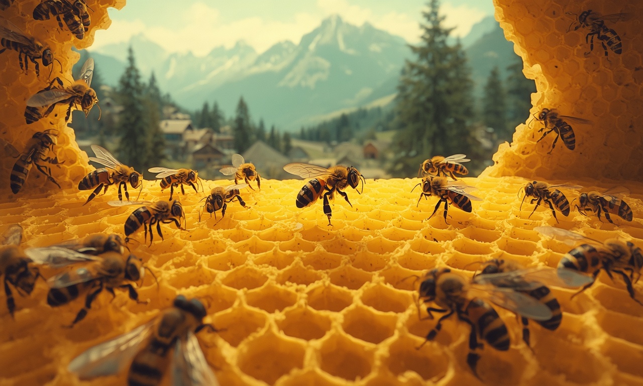 An illustration of a honey bee doing the waggle dance.