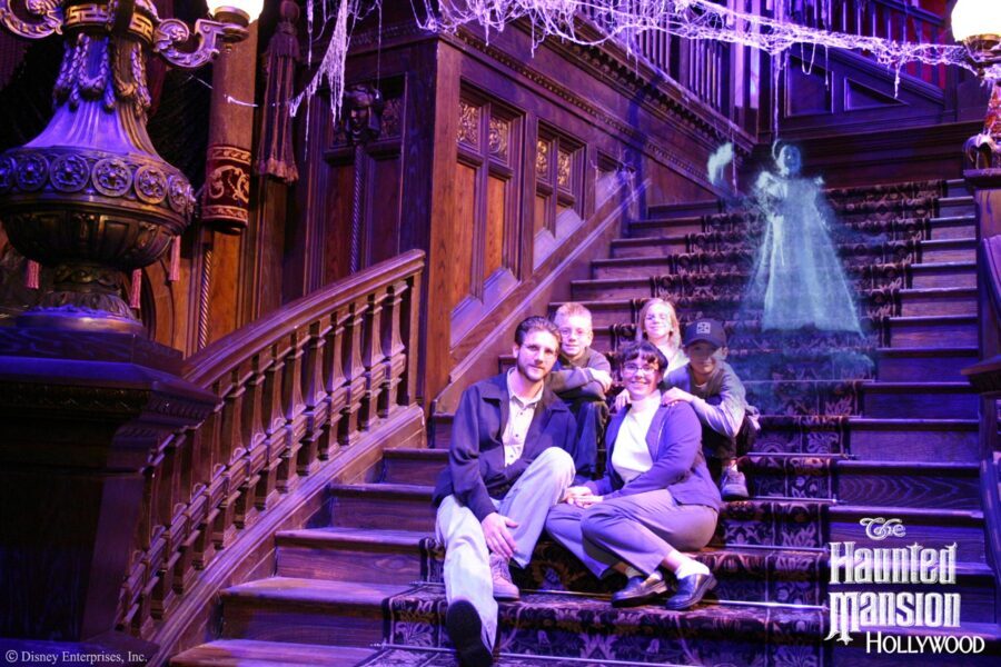 The Haunted Mansion at Disneyland, December 2003. The earliest digital photo of all of us.