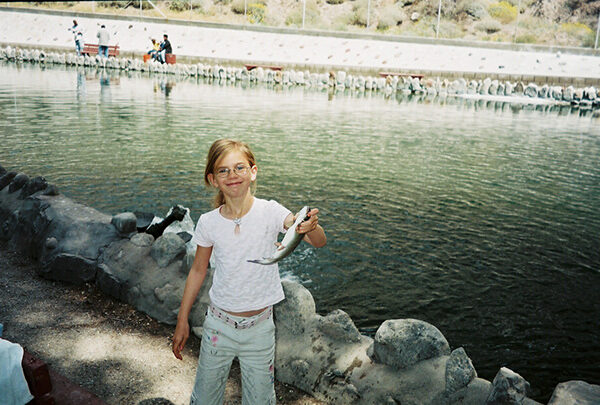Tim and Sabrina at the trout pond, summer 2004.