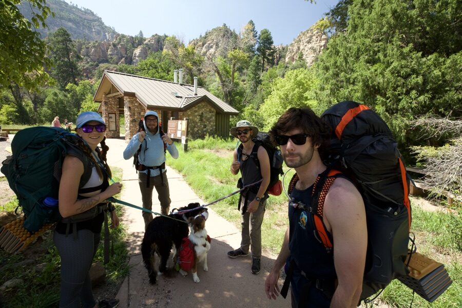 A canyon in Sedona with the dogs, August 2021.