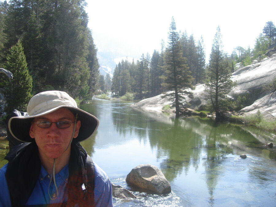 Same trip, a mirror-still river.