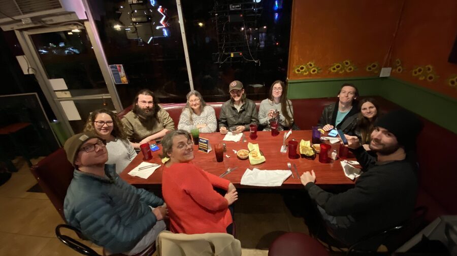 January 2020, with the family around her.