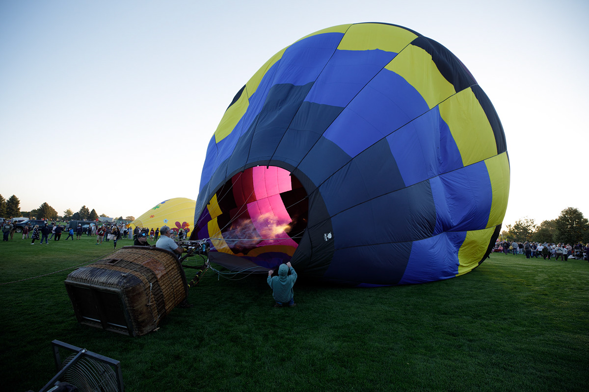 A hot air balloon against the morning sky